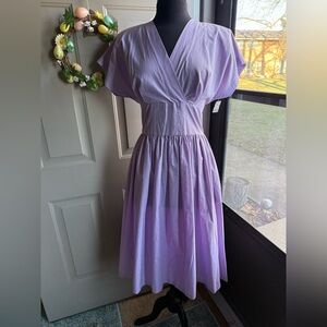 NOS 70s vintage Warell JCPenney lilac cap sleeve midi dress, size medium